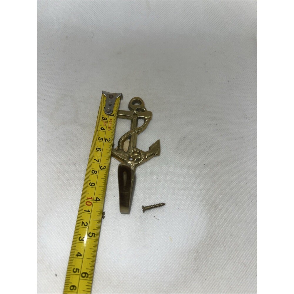 Vintage ANTIQUE Brass NAVY Nautical ANCHOR Coat HOOK Wall HANGER By Windcurrent - Picture 4 of 5